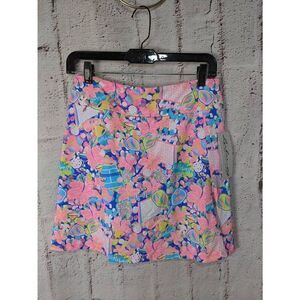 Lulu-B Pink PickleBall‎ Cocktail Print Tennis Golf Skirt Skirt Sz XS NWT UPF 50